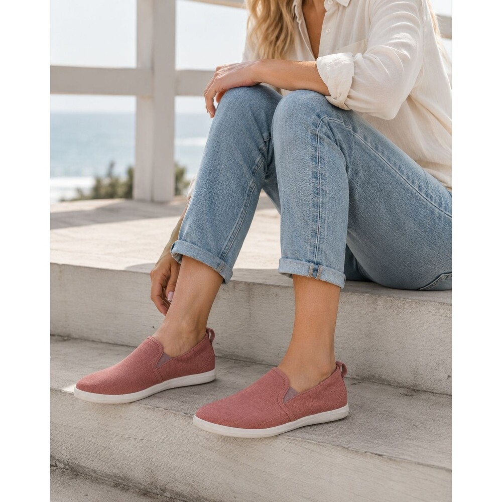 OluKai Haleiwa Olona Womens 6.5 Slip On Shoes Cedar Pink Canvas Loafers NWT